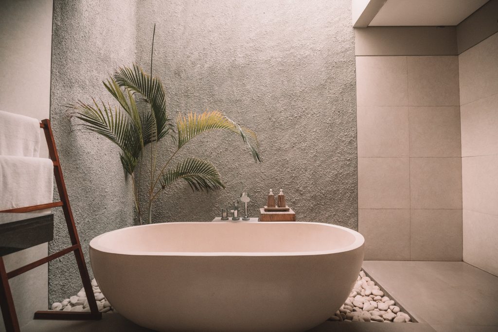 free-standing stone bath tub in Texas
